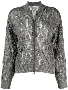 Brunello Cucinelli кардиган на молнии с эффектом металлик