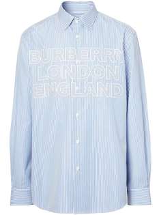 Burberry рубашка в тонкую клетку с логотипом