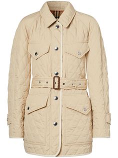 Burberry стеганая куртка с поясом