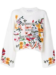 JW Anderson укороченный джемпер с цветочной вышивкой