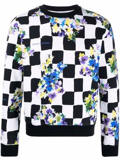 Off-White клетчатая толстовка с цветочным принтом