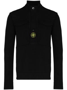 Stone Island толстовка с высоким воротником и нашивкой-логотипом