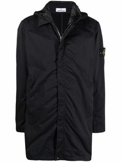 Stone Island однобортное пальто с нашивкой-логотипом