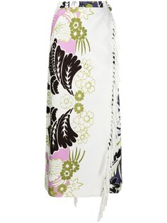 Valentino юбка с цветочным принтом и кисточками