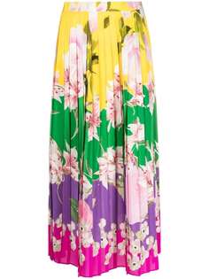 Valentino плиссированная юбка миди с цветочным принтом