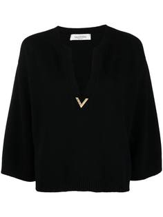 Valentino кашемировый джемпер с логотипом VLogo