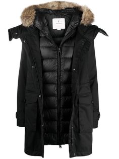 Woolrich пуховик с искусственным мехом на капюшоне