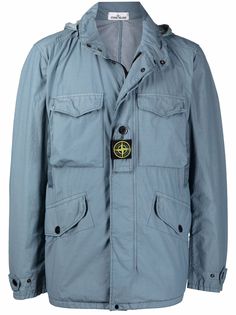 Stone Island куртка с капюшоном и нашивкой-логотипом