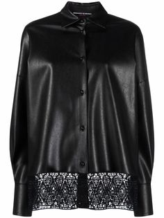 Ermanno Scervino рубашка из искусственной кожи с вышивкой