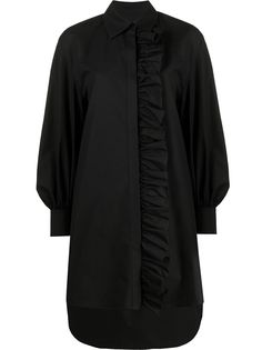 MSGM платье-рубашка с длинными рукавами и оборками
