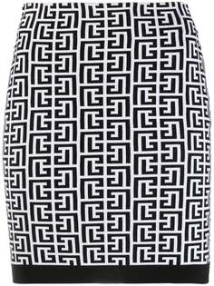 Balmain юбка с завышенной талией и монограммой