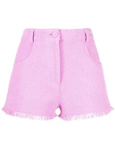 MSGM твидовые шорты с бахромой