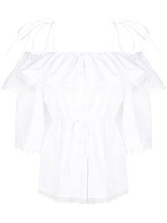 MSGM топ с открытыми плечами и ажурной отделкой