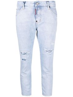 Dsquared2 укороченные джинсы скинни с эффектом потертости