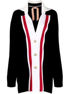 Nº21 кардиган-пальто с отделкой в полоску