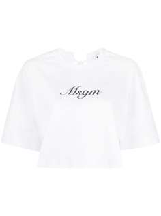 MSGM футболка с завязками и логотипом