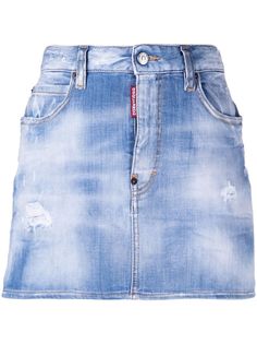 Dsquared2 джинсовая юбка с эффектом потертости