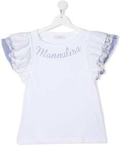 Monnalisa футболка с логотипом и пайетками