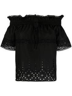 Ermanno Scervino блузка с открытыми плечами и английской вышивкой