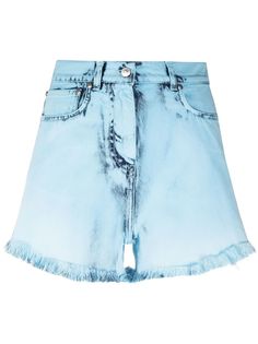 MSGM джинсовые шорты с эффектом потертости