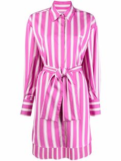 MSGM полосатое платье-рубашка с логотипом