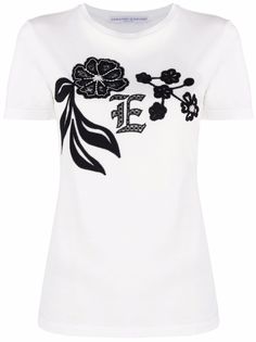 Ermanno Scervino футболка с цветочной вышивкой