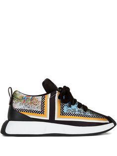 Giuseppe Zanotti атласные кроссовки с принтом