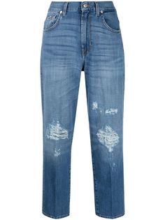 7 For All Mankind укороченные джинсы с эффектом потертости