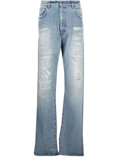 424 прямые джинсы с эффектом потертости
