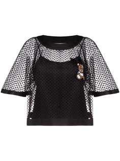 Moschino полупрозрачный топ Teddy Bear