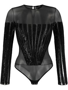 Elisabetta Franchi полупрозрачное боди с бисером