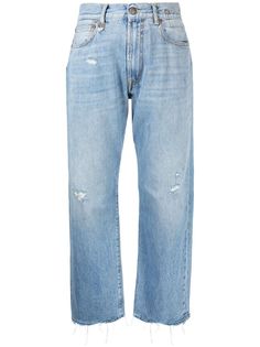 R13 укороченные джинсы с эффектом потертости