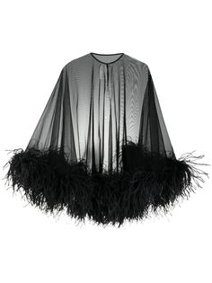 Maison Margiela полупрозрачное пончо с перьями