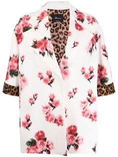 Blumarine пальто оверсайз с цветочным принтом