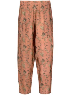 Uma Wang укороченные брюки с цветочным принтом