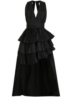 Elie Saab платье с глубоким вырезом и плиссировкой