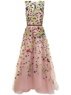 Monique Lhuillier вечернее платье из тюля с цветочным декором