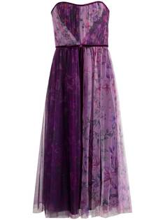 Marchesa Notte платье из тюля с цветочным принтом