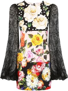 Dolce & Gabbana платье с цветочным принтом в технике пэчворк