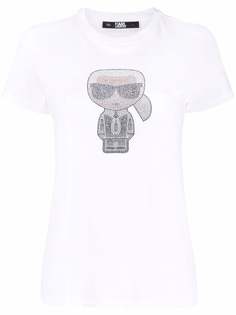 Karl Lagerfeld декорированная футболка Ironik Karl