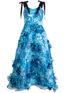 Marchesa Notte платье миди с цветочной аппликацией