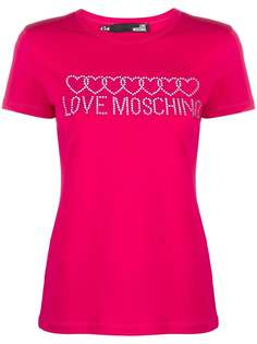 Love Moschino футболка с логотипом и стразами