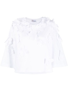RED Valentino укороченный топ с цветочной аппликацией