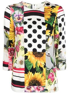 Dolce & Gabbana блузка с принтом в технике пэчворк