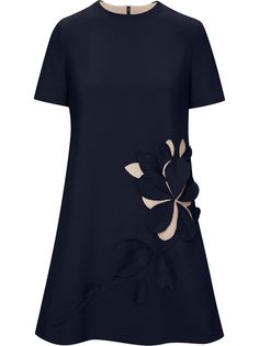 Oscar de la Renta платье с короткими рукавами и аппликацией