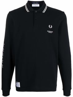 FRED PERRY рубашка поло с вышитым логотипом и длинными рукавами