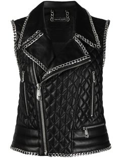 Philipp Plein стеганый жилет с цепочкой