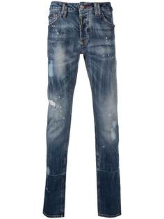 Philipp Plein прямые джинсы с эффектом потертости