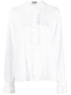 Saint Laurent блузка с английской вышивкой и оборками