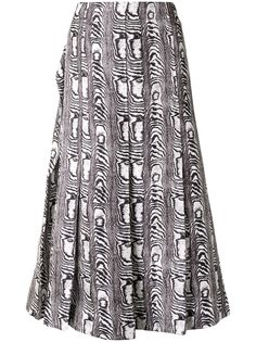 Marni плиссированная юбка с зебровым принтом